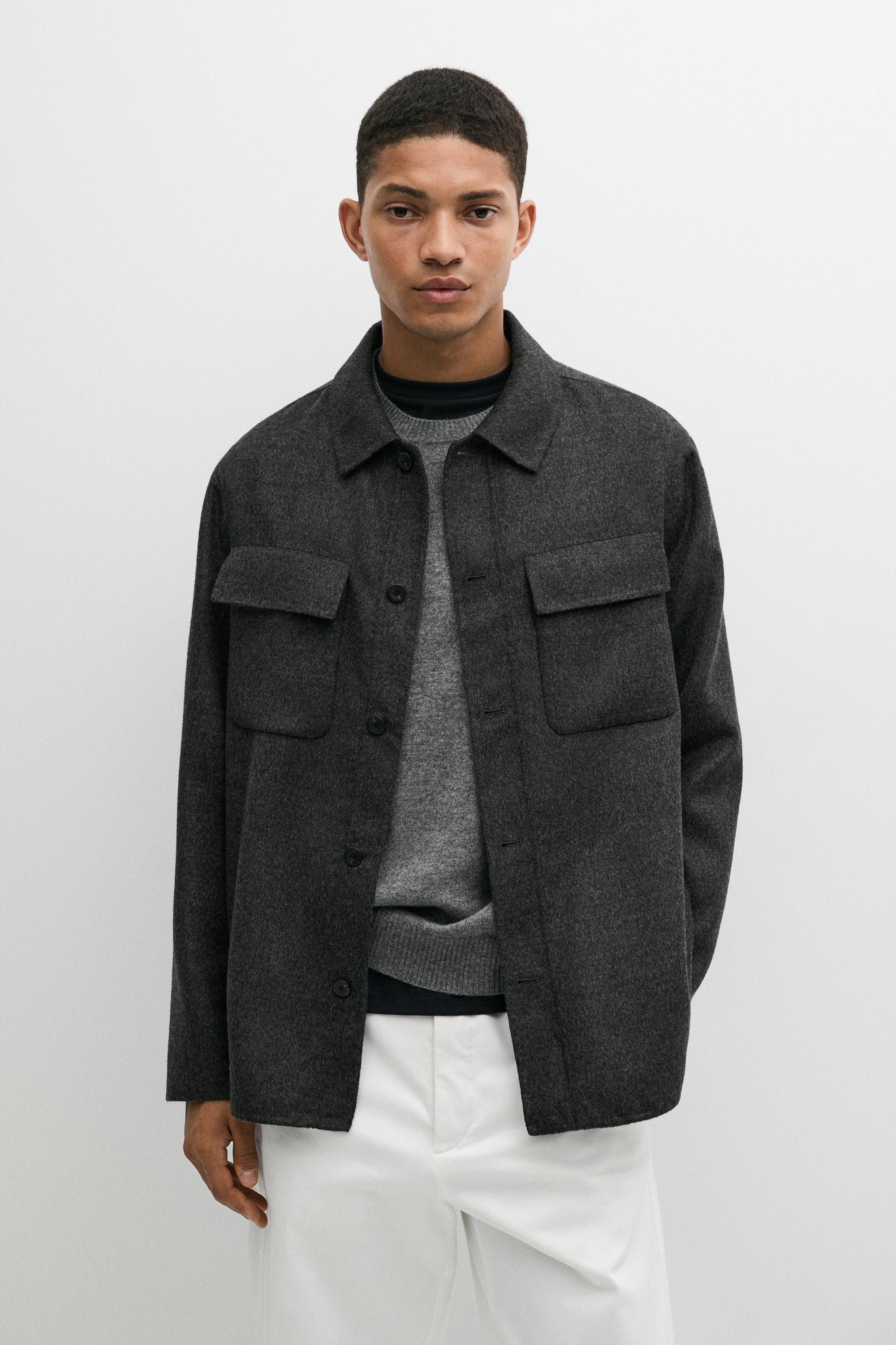 Wool blend overshirt with pocket detail